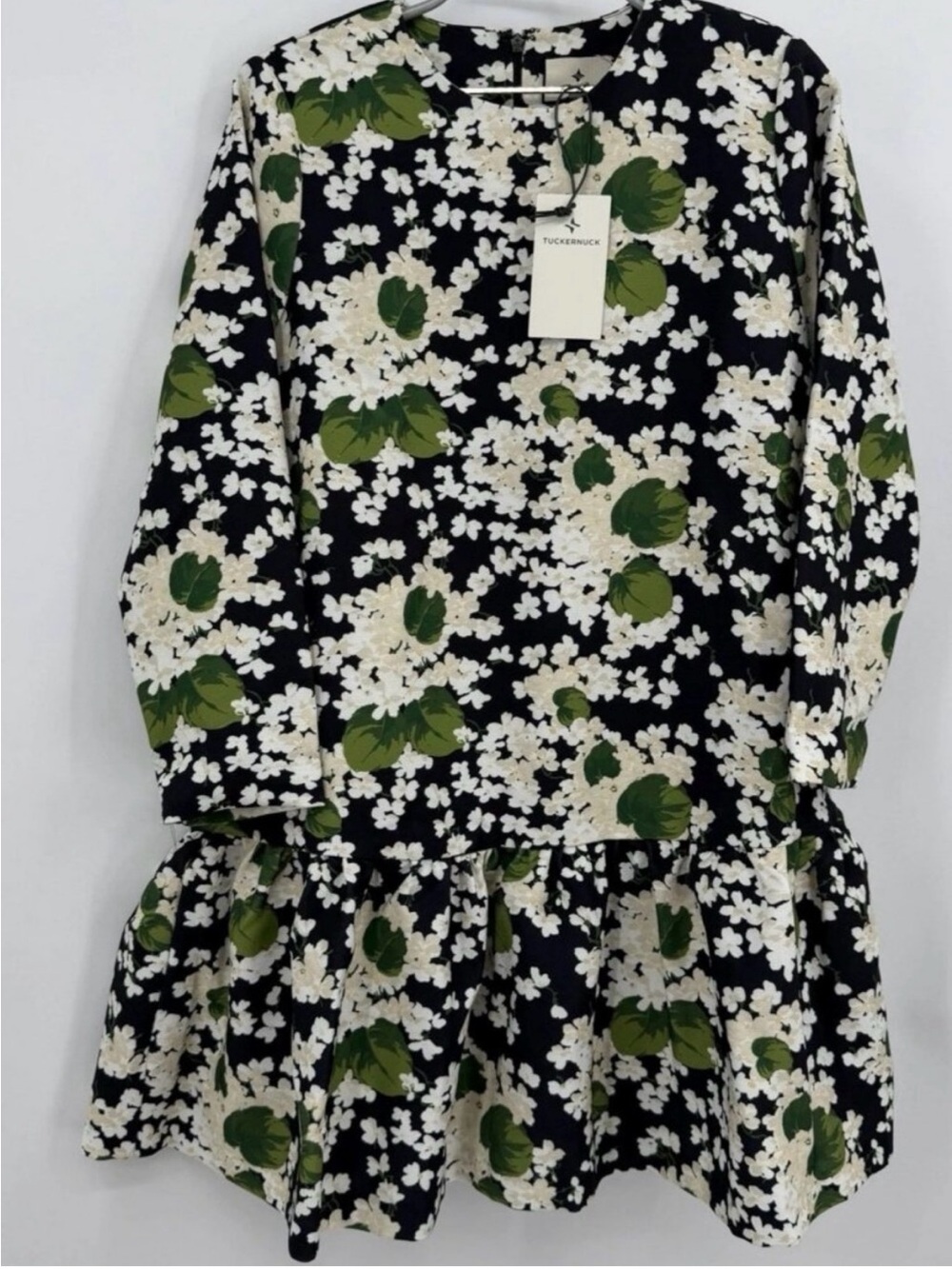 Tuckernuck Nior Hydrangea Black Floral Drop-Waist Pierce Dress